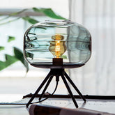 Glass Dome Hubble Industrial LED Desk Lamp - Cyan - Table 