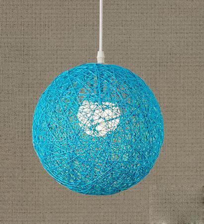 Globe Wicker Pendant Lamp - Blue / Small - 8 - Pendant Lamp
