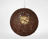 Globe Wicker Pendant Lamp - Coffee / Small - 8 - Pendant 