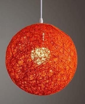 Globe Wicker Pendant Lamp - Orange / Small - 8 - Pendant 
