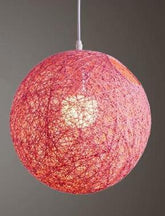 Globe Wicker Pendant Lamp - Pink / Small - 8 - Pendant Lamp