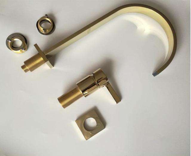 Glorious Long Tube Double Hole Bathroom Faucet - Gold - 