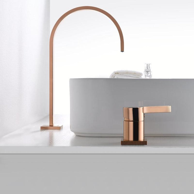 Glorious Long Tube Double Hole Bathroom Faucet - Rose Gold -