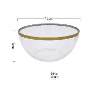 Gold Inlay Glass Bowl Set 3 pc - Bowl