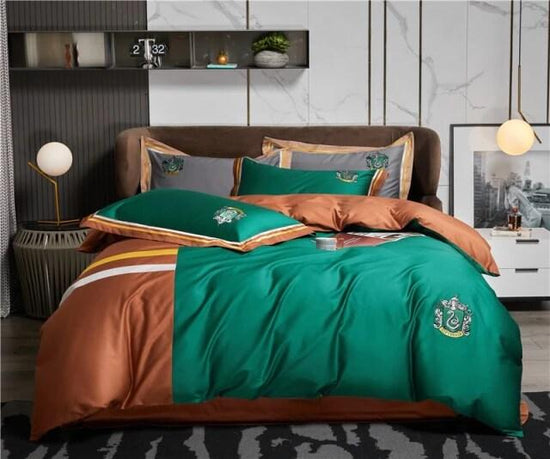 Green Rust Brown Egyptian Cotton Duvet Cover Set - Duvet 