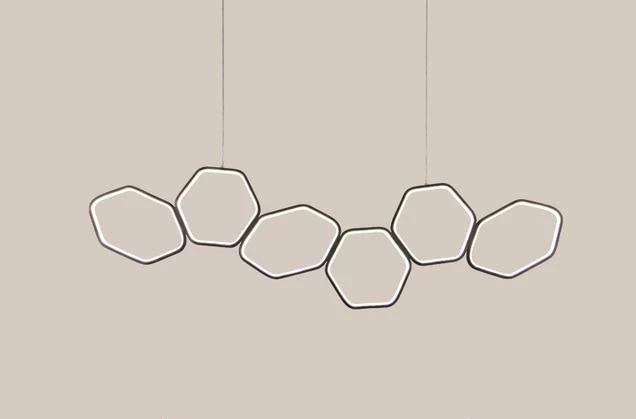 Hexagonal Dining Room Chandelier - Coffee / Warm White / 