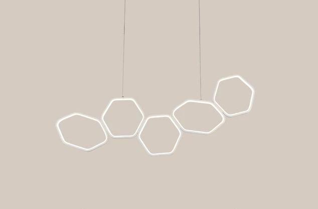 Hexagonal Dining Room Chandelier - White / Cool White / 