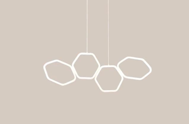 Hexagonal Dining Room Chandelier - White / Cool White / 