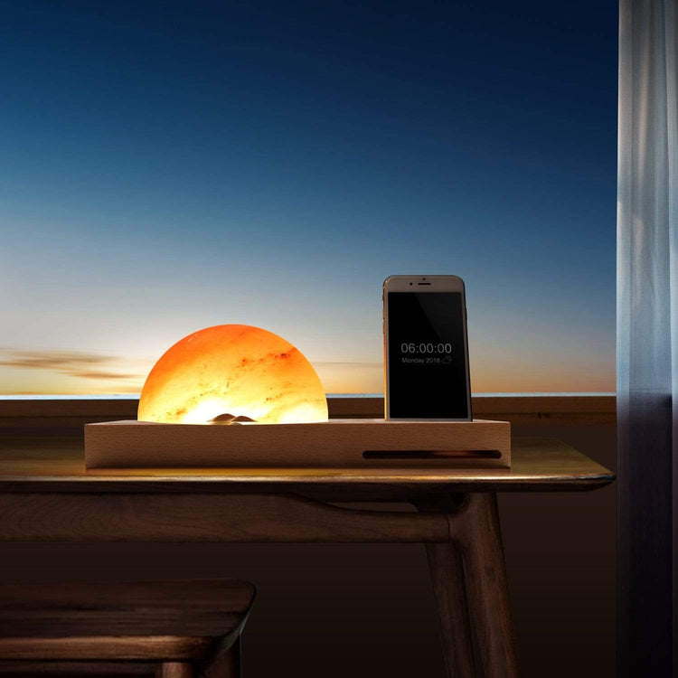 Himalayan Salt Desk Lamp with Wireless Charger - Table Lamp