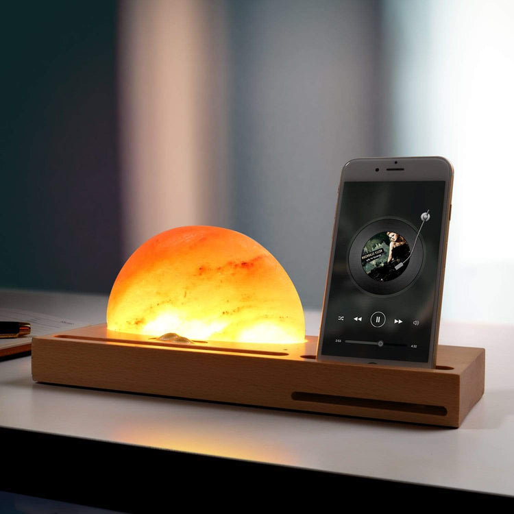 Himalayan Salt Desk Lamp with Wireless Charger - Table Lamp