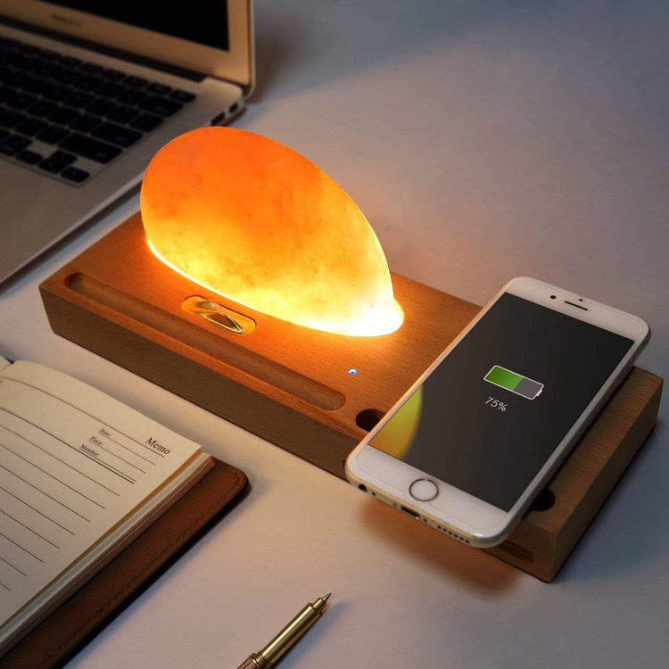 Himalayan Salt Desk Lamp with Wireless Charger - Table Lamp