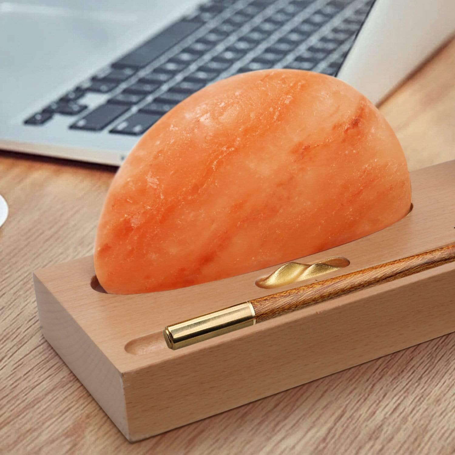 Himalayan Salt Desk Lamp with Wireless Charger - Table Lamp
