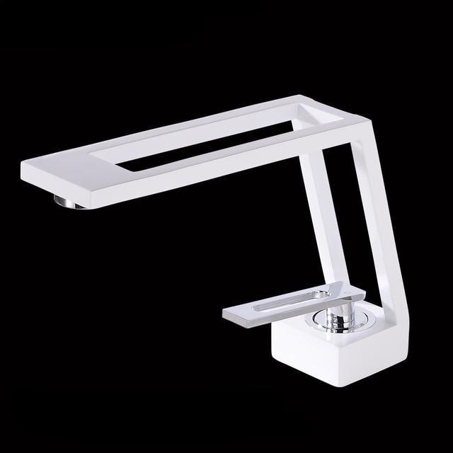 Hollow Slit Bathroom Faucet - White - Faucet