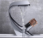 Kiara - Curved Bathroom Faucet - Chrome Rose Gold - Faucet