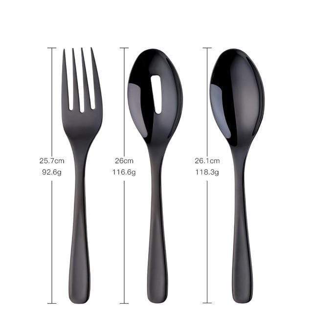 Large Salad Serving Stainless Steel Ladle - Black - Cutlery 