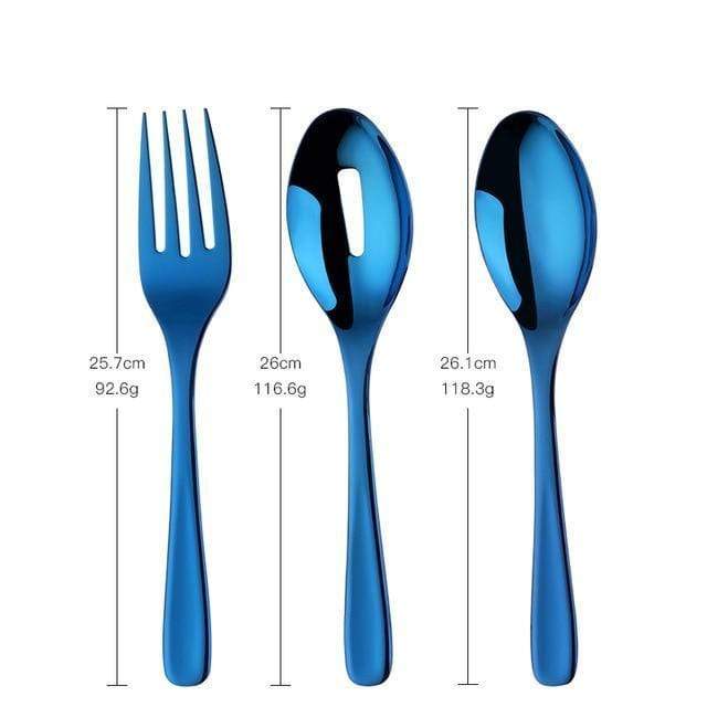 Large Salad Serving Stainless Steel Ladle - Blue - Cutlery 