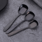 Large Stainless Steel Flat Bottom Serving Spoon Set 3 pc - 