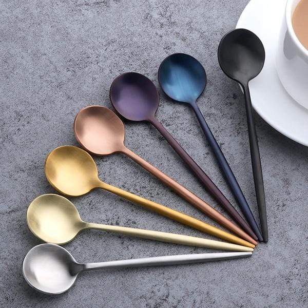 Long Handle Stainless Steel Spoon - 7 Piece Set - Cutlery 