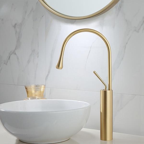 Long Loop Bathroom Kitchen faucet - Brushed Gold / Large - 