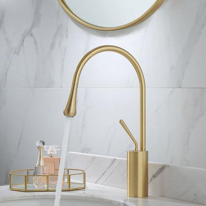 Long Loop Bathroom Kitchen faucet - Brushed Gold / Small - 