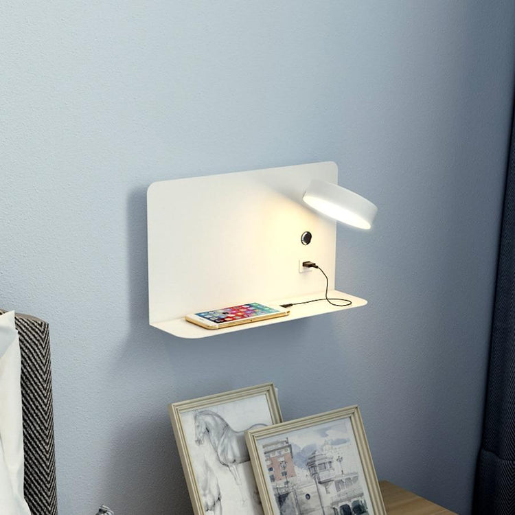Lucia - Bedside Wall Lamp Stand with USB Charger - White - 