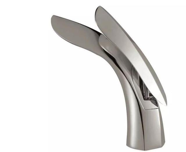 Luxury Curved Bathroom Faucet - Nickel - Faucet