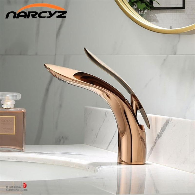 Luxury Curved Bathroom Faucet - Rose Gold - Faucet