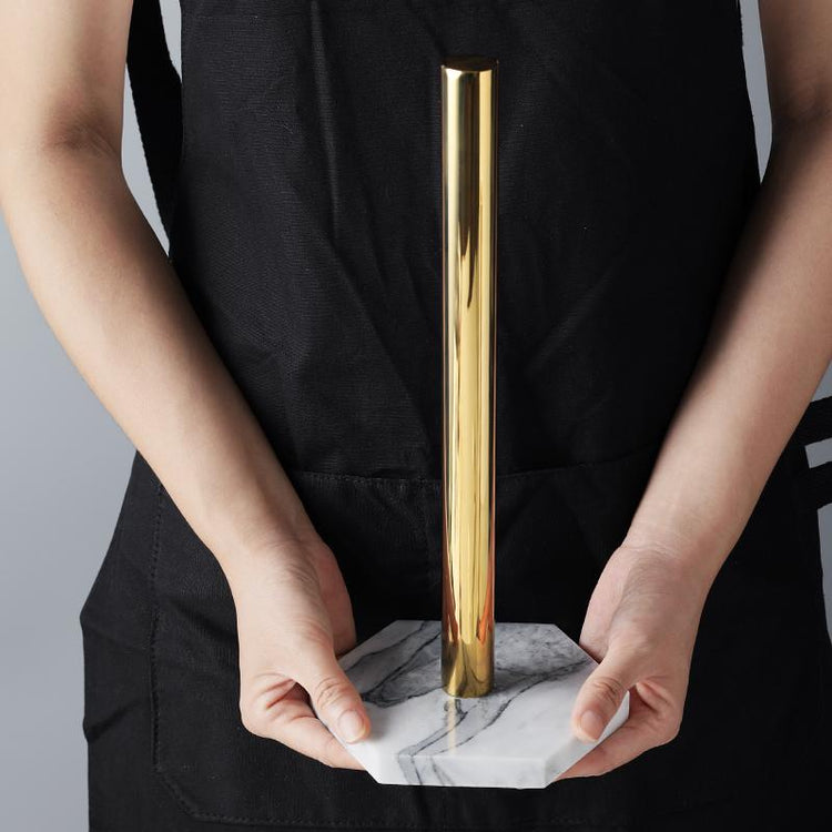 Luxury Golden Rod Marble Base Paper Towel Holder - Kitchen 