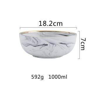 Luxury Marble Ceramic Dining Set - C: Large Bowl - Dining 