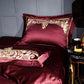 Luxury Maroon and Gold Egyptian Cotton Duvet Cover Set - 