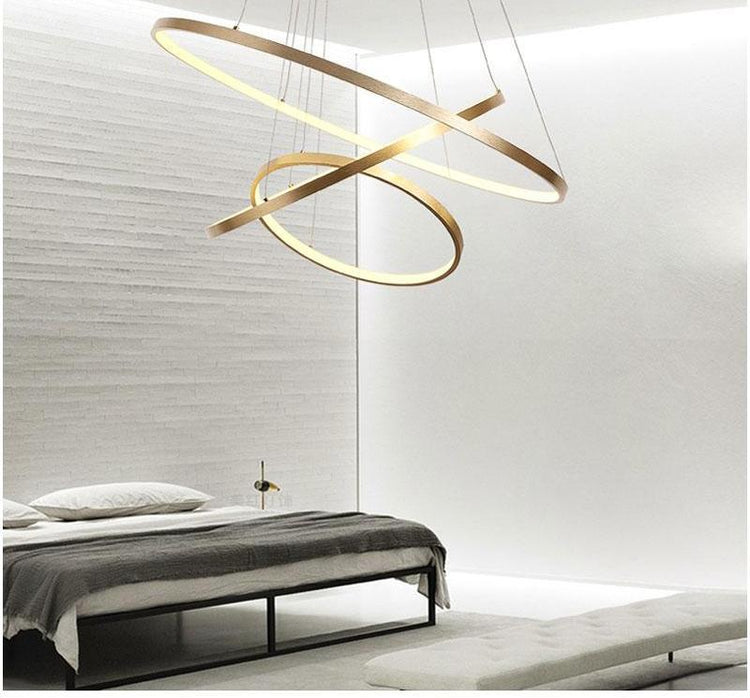 Luxury Modern Stylish Rings Chandelier - Gold / Warm White /