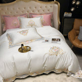 Luxury White & Pink Egyptian Cotton Duvet Cover Set - Duvet 