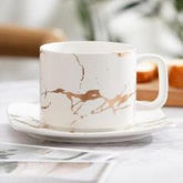 Marble Finish Tea Cup - White Thunder - Mug
