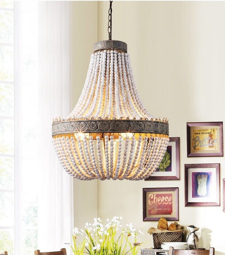 Meir - Wood Beads Antique Chandelier - Chandelier