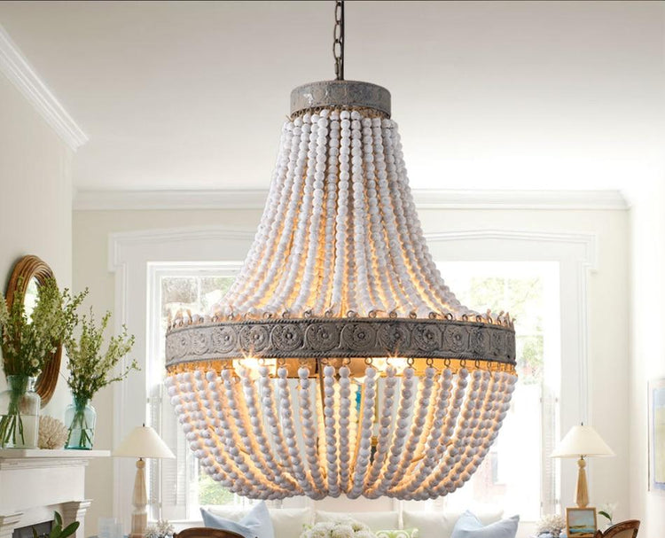 Meir - Wood Beads Antique Chandelier - Chandelier