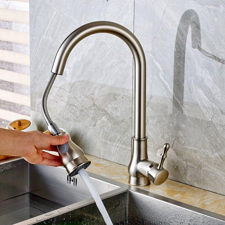 Minimal Matte Black Pull Out Kitchen Faucet - Faucet