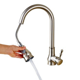 Minimal Matte Black Pull Out Kitchen Faucet - Brushed Nickel