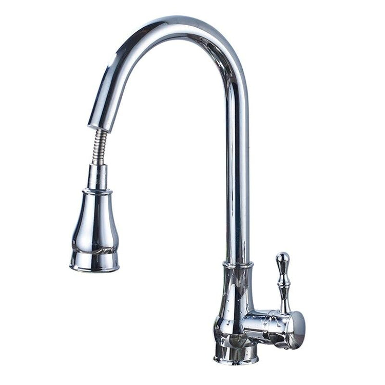 Minimal Matte Black Pull Out Kitchen Faucet - Chrome - 