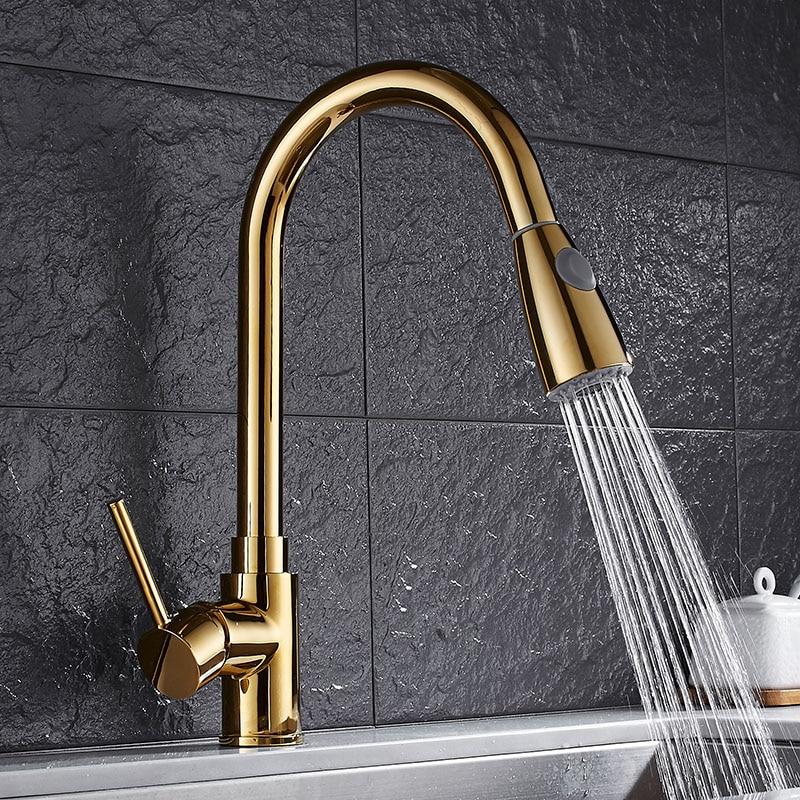 Minimal Pull out Kitchen Faucet - Gold - Faucet