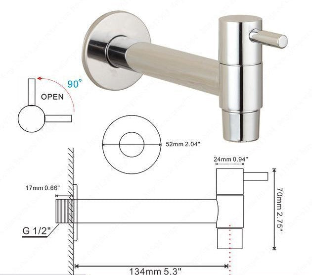 Minimal Wall Mounted Bathroom Faucet - Silver / G1/2 2.75 x 