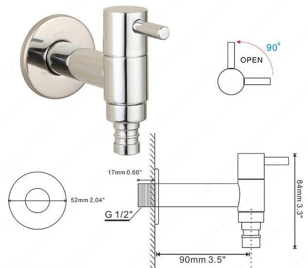 Minimal Wall Mounted Bathroom Faucet - Silver / G1/2 2.8 x 