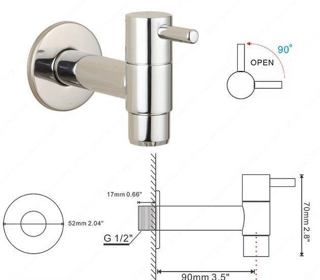 Minimal Wall Mounted Bathroom Faucet - Silver / G1/2 2.8 x 4