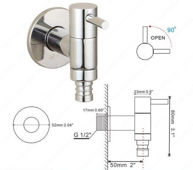 Minimal Wall Mounted Bathroom Faucet - Silver / G1/2 3 x 2 -