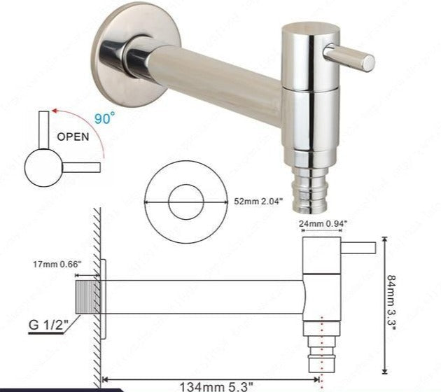 Minimal Wall Mounted Bathroom Faucet - Silver / G1/2 3 x 5 -