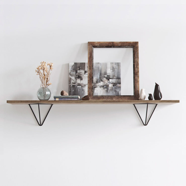 Minimal Wooden Shelf with Triangle Bracket - Décor