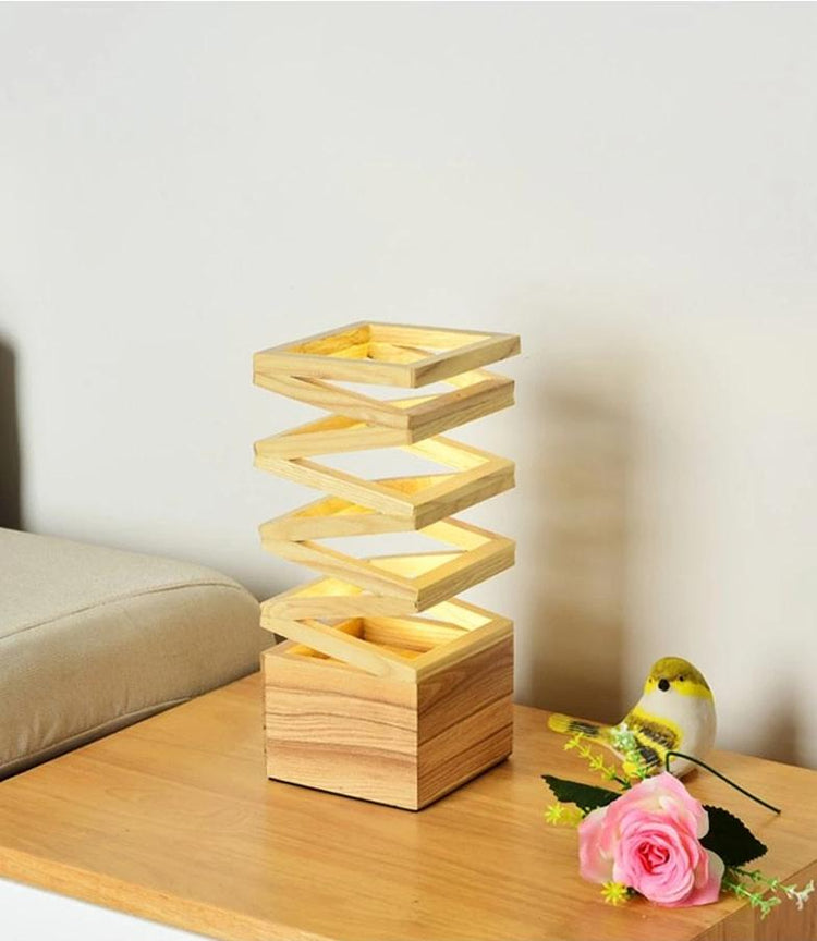 Mitsu Wood Accordion Table Lamp - Table Lamp