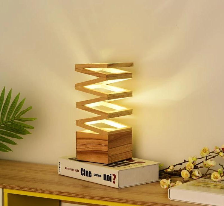 Mitsu Wood Accordion Table Lamp - Table Lamp