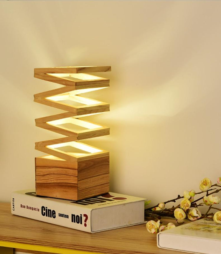 Mitsu Wood Accordion Table Lamp - Table Lamp