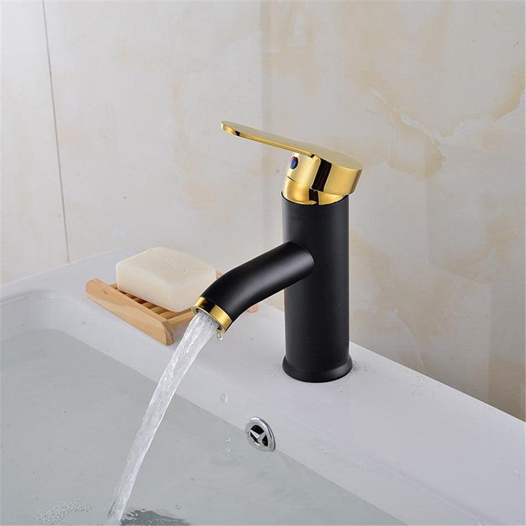 Modern Simple Matte Bath Faucet - Black & Gold / Small - 6.5