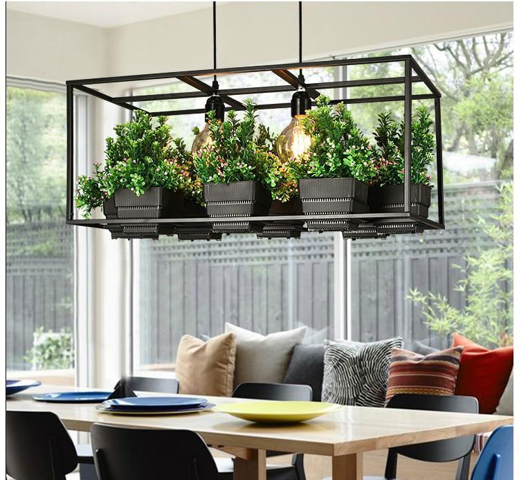 Modern Stylish Iron Chandelier with Planter - Chandelier